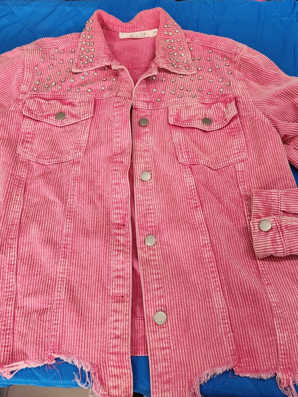 Limelush Pink Studded Corduroy Jacket